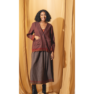 Veste en laine TIYA - Manteau long décontracté couleur marron avec rembourrage en cachemire, chaud pour l'hiver et l'automne, idéal pour les saisons froides - Product Image 3