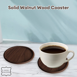 Wholesale Custom Natural Round Shape <b>Wooden</b> Coaster Thin Walnut Drink Pot Classic Style <b>Tea</b> Coffee Cup Plain Blank Coaster - Product Image 3