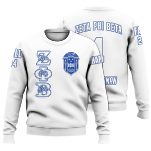 Sudadera con Cuello Redondo Azul de la Hermandad Zeta Phi Beta 1920 para Mujer, Bordado con Letras Griegas - Product Image 3