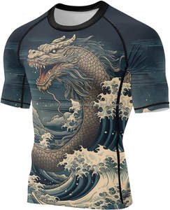 Dragon Men's Rash Guard Short Sleeve Compression Shirt Skin Performance Fit Baselayer for MMA BJJ Jiu Jitsu Martial Arts Wear - Product Image 2