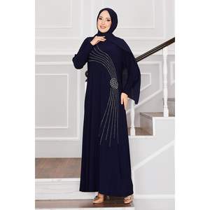 Robe Hijab Sandy Bleu Marine avec Détail Pierre Vêtement de Sécurité Produit - Product Image 6
