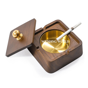 Cenicero de madera de diseñador hecho a mano de calidad superior de forma redonda nueva colección para cigarros de humo Cenicero de lujo en caja al por mayor - Product Image 2
