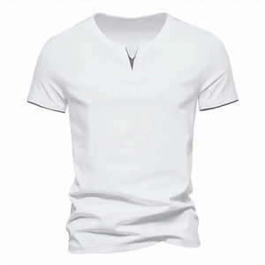 Peso pesado 100% algodón Tallas grandes Camisetas de hombre Cuello en V Sublimación Lisa Camiseta de hombre de gran tamaño en blanco hecha a medida - Product Image 2