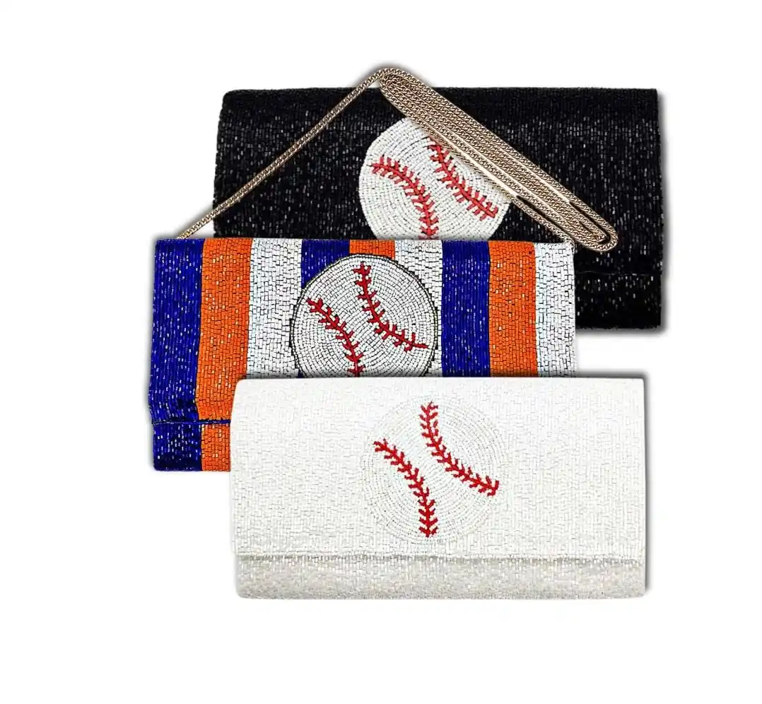 กีฬาเบสบอลธีมคลัทช์เมล็ดลูกปัดกระเป๋าโซ่กระเป๋าสะพายข้าง