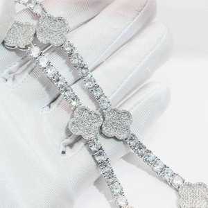 Collares de cadena tipo tenis de oro de 14K con moissanita de 5MM y diseño de cuatro hojas, estilo diamante - Product Image 6