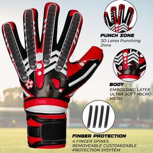Venta al por mayor logotipo personalizado profesional de fútbol americano guantes de portero transpirable de alta calidad de poliéster de cuero sintético - Product Image 2