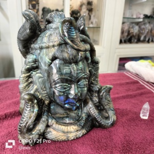 Hand Carved Labradorite Shiva Idol Figurine Buddha Theme Crystal Decoration <b>Art</b> Collectible Relief Sculpture - Product Image 4
