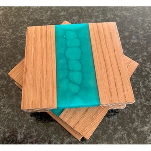 Resin Square Coasters in <b>White</b> Hot Sale Wooden Coaster Eco Friendly Engraved Wood Coaster Tea Cup Mat for Home and Office Uses - Product Image 3