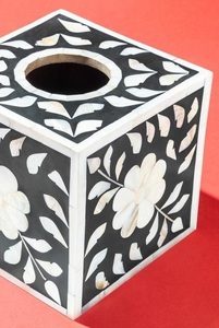 Incrustation de bois faite à la main boîte à mouchoirs personnalisable écologique Design floral forme rectangulaire pour salon bureau Table décorative - Product Image 3