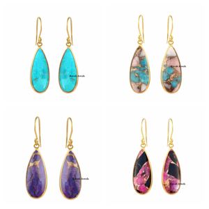 Good Quality Pink <b>Black</b> Copper Turquoise Bulk Jewelry Manufacturer Gemstone Drop 8x25mm <b>Dangle</b> 925 Sterling Silver Women <b>Earring</b> - Product Image 3