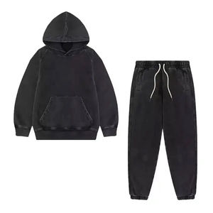 Conjunto de sudadera con capucha y pantalones deportivos personalizados estilo streetwear, desgastados, desteñidos por el sol, estilo vintage, lavados al ácido, para hombre, muestra gratuita - Product Image 4
