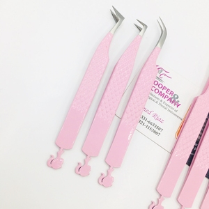 Pinzas de pestañas rosas de muñeca profesional Punta dentada para extensión de pestañas Opción de logotipo personalizado Pinzas de visón de color personalizado - Product Image 4