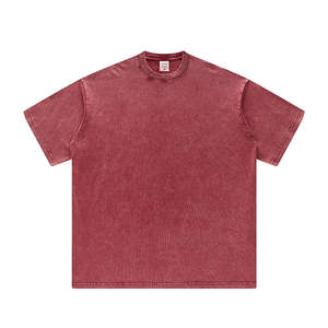 T-shirt rétro pour homme en gros, OEM, délavé, impression de logo personnalisé, coupe ample et surdimensionnée, 300 g/m², 100 % coton tricoté, streetwear lavé - Product Image 3