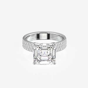 แหวนทองคำ 18K ประดับเพชรโมอิสซาไนต์ทรง Asscher Cut แบบสามชั้น ดีไซน์เก๋ไก๋ไม่ซ้ำใคร ประเภทสินค้าแหวนโมอิสซาไนต์ - Product Image 5