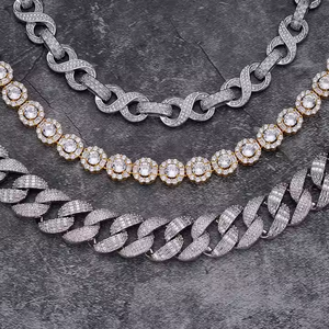 Elegante collar de cadena de tenis de corte redondo de 22 pulgadas con diamantes de moissanita de plata 925, regalo de joyería de moda Premium para hombres y mujeres - Product Image 6
