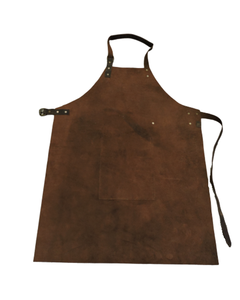 Tablier en cuir de buffle de qualité supérieure fait à la main, personnalisable, vintage, marron, à boucle élégante, large bavette en coton - Product Image 4