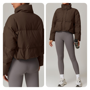 แจ็คเก็ตขนเป็ดบุนวมน้ำหนักเบากันลมสำหรับผู้หญิง2025เสื้อโค้ทสำหรับฤดูหนาวแบบครอปบุนวมนุ่ม - Product Image 1