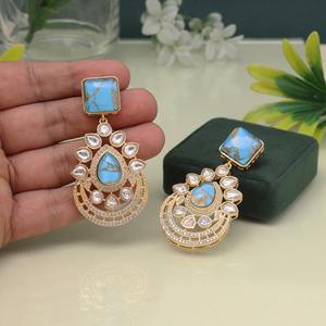 Pendientes de Kundan de diseñador de estudio de moda OM, gotas de perlas, joyería étnica india clásica ligera para niñas y mujeres, regalo de boda - Product Image 4