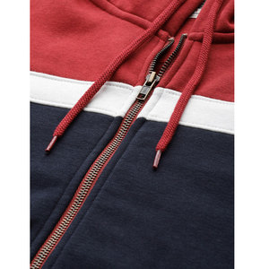Sudadera con capucha para hombre, con paneles de color en contraste, 100% algodón, con cremallera, logotipo personalizado, OEM, estilo urbano, para invierno, al por mayor - Product Image 3