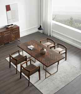 Sillas de comedor de madera maciza de buen diseño para restaurante Hotel tela brazo de cuero Silla de comedor silla de madera oscura nórdica moderna - Product Image 6