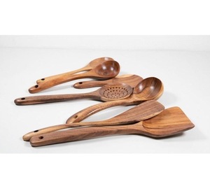 Cuchara de madera Utensilios de cocina Chapado en oro natural Ecológico Mango largo Utensilios de cocina de alta calidad - Product Image 2