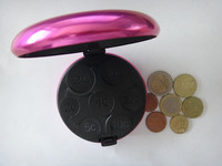 8.5*3cm rond Euro pièce Mini distributeur pièces de rangement sac à main porte-monnaie en alliage d'aluminium Abs Compact organiser boîtes de protection