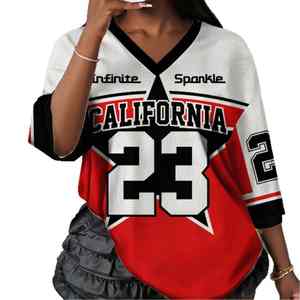 High Quality Sexy Ladies <b>Vneck</b> <b>Tshirt</b> Digital Print Oversized Short Sleeve Tee Womens Streetwear Fashion Loose Fit Top Custom - Product Image 5