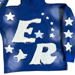 Custom 450 GSM Heavy Weight Zipper Hoodie <b>Raw</b> Hem Vintage Distressed Embroidery Applique Patch Acid Wash Zip up Hoodies - Product Image 5