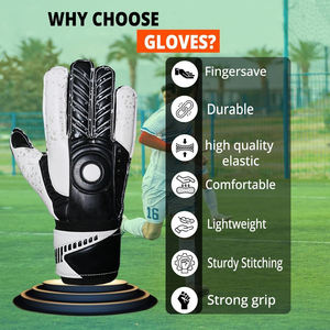 Gants de gardien de but de football en latex avec fermeture à lacets pour une utilisation en extérieur, protection complète des doigts, sangle de poignet réglable, entraînement OEM - Product Image 4