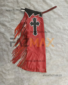 Chaps Western Cowboy faits à la main pour sports de plein air avec franges chaps de course de chevaux en cuir originaux - Product Image 1