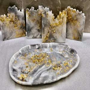 Plato de resina único elegante diseño hecho a mano personalizable duradero para entretener a amigos familia hogar decorativo 100 Uds - Product Image 2