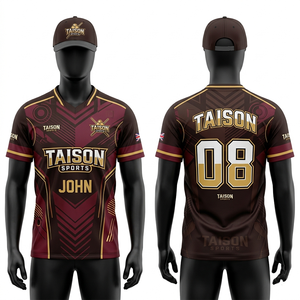 เสื้อสนุกเกอร์ผู้ชาย พรีเมียม 150 GSM โพลีเอสเตอร์ อินเตอร์ล็อค สีแดงเลือดหมู ดำ ทอง ลายเรขาคณิต พิมพ์โลโก้แบบซับลิเมชั่นตามสั่ง - Product Image 1