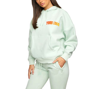 2025 nouvelles femmes surdimensionné à manches longues sweat à capuche couleur unie imprimé Techniques en gros pour l'automne hiver grande taille - Product Image 1