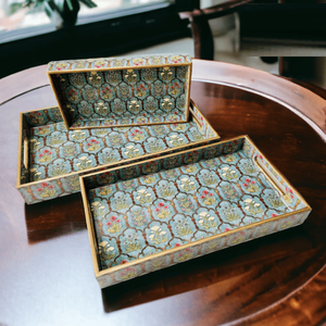 Plateaux ronds en bois MDF en résine écologique Décoration intérieure élégante Plateau de service mural Aliments durables Options de restauration en vente - Product Image 2