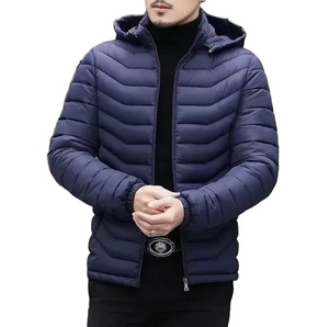 High Quality Custom Men's Fleece <b>Puffer</b> Summer <b>Jacket</b> Long <b>Thin</b> Front Zipper Closure Logo Decoration OEM Dropshipping - Product Image 1