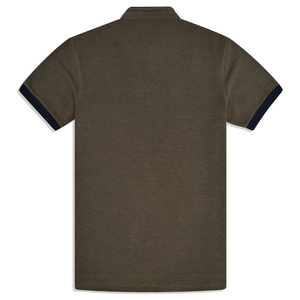 100% algodón tejido camello Color bloque banda cuello camiseta alta calidad sólido transpirable ecológico Logo Casual en blanco para hombres - Product Image 4