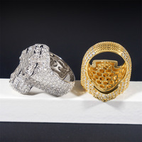 Anillo de Plata de Ley 925 con Incrustaciones de Diamantes para Hombre, Listo para Enviar, Pasa el Test de Diamantes, Anillo Cruzado de Moissanita Estilo Hip Hop para Hombre