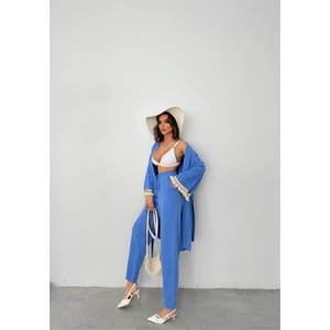 Conjunto de Kimono Azul ARM con Bikinis y Ropa de Playa con Flecos - Product Image 6