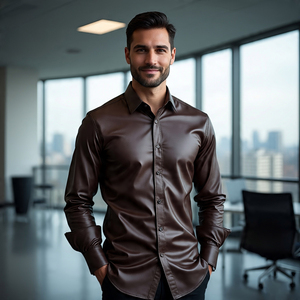 เสื้อเชิ้ตหนังแท้สำหรับผู้ชาย, เสื้อหนังแท้ปกสองชั้น - Product Image 3