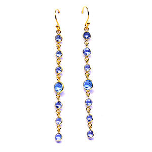 Pendientes colgantes de plata de ley 925 de estilo clásico, piedras preciosas de Topacio Azul, chapado en oro, diseño de aro de moda para boda para mujer - Product Image 2