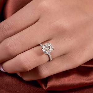 Elongated Cushion Cut 2.40 Ct <b>Moissanite</b> Diamond Hidden Halo Engagement <b>Ring</b> in Solid Gold Luxury Engagement <b>Ring</b> for Her - Product Image 1