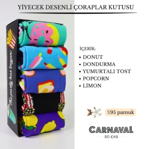Breathable 5-Piece Food-Themed <b>Sock</b> Set Colorful Boxed Daily Wear - Product Image 2