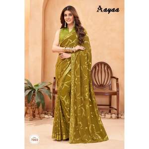 Moda alta demanda alta calidad atractiva Faux Georgette Saree Blusa con bordado trabajo en todo el mundo al por mayor proveedor - Product Image 1