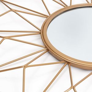 Elegant <b>circular</b> <b>mirror</b> with intricate <b>Gold</b> leaf-shaped metal frame for nature-inspired home decor accents - Product Image 5