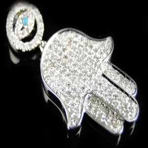 Moissanite Hamsa Main Pendentif Iced Out oeil Charm S925 Argent Hip Hop Bijoux Spirituel Protection Pendentif Pour Hommes - Product Image 1