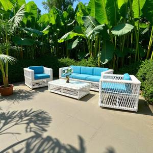 Meubles de patio extérieur durables en PRSF-121 de rotin poly sièges de loisirs en forme de lune pour le remplissage de mousse d'atelier de villa de salon - Product Image 2