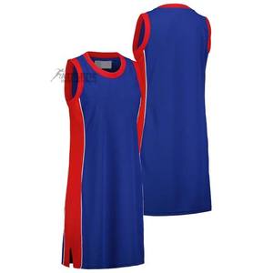 <b>Women's</b> Blue and Red Color Crewneck Sleeveless Sportswear <b>Baseball</b> and Softball Wear Cotton Jersey Dress Breathable Quick Dry - Product Image 6