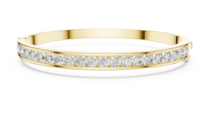 Bracelet jonc éternité S VIRVADIYA pour femme en or jaune 14 carats avec diamants de laboratoire, serti en canal, bijoux de luxe - Product Image 5