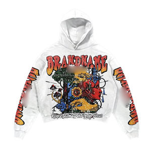 Sudadera con capucha de algodón con logotipo personalizado de alta calidad Sudadera con capucha de gran tamaño de lana pesada Premium Sudadera con capucha básica para hombre - Product Image 3