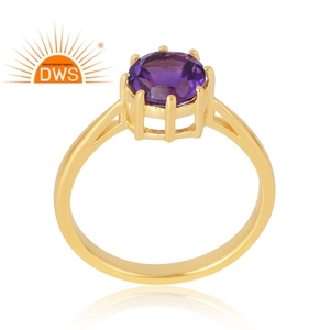 แหวนพลอยอเมทิสต์ธรรมชาติชุบทอง18K 925เงินสเตอร์ลิงสำหรับผู้ผลิตเครื่องประดับแบบละเอียด - Product Image 1